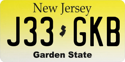 NJ license plate J33GKB