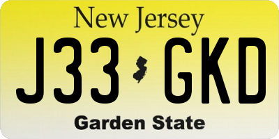 NJ license plate J33GKD