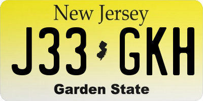 NJ license plate J33GKH