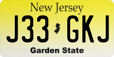 NJ license plate J33GKJ