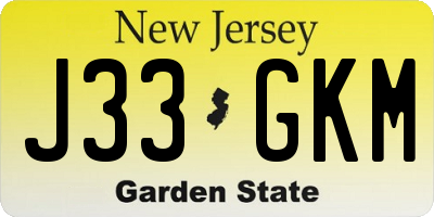 NJ license plate J33GKM