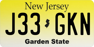 NJ license plate J33GKN