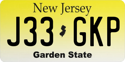NJ license plate J33GKP