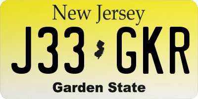 NJ license plate J33GKR