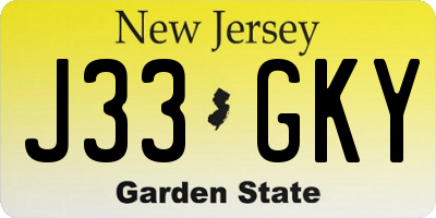NJ license plate J33GKY