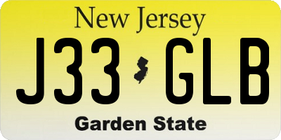 NJ license plate J33GLB