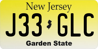 NJ license plate J33GLC