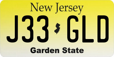 NJ license plate J33GLD