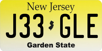 NJ license plate J33GLE