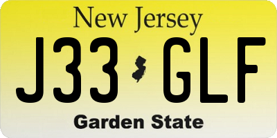 NJ license plate J33GLF