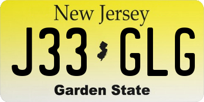 NJ license plate J33GLG