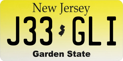 NJ license plate J33GLI