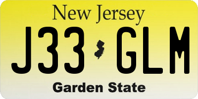 NJ license plate J33GLM