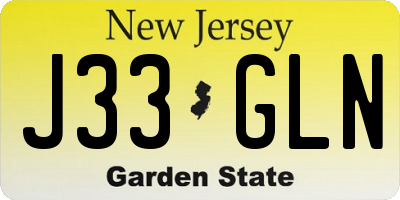 NJ license plate J33GLN