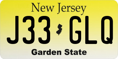 NJ license plate J33GLQ