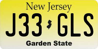 NJ license plate J33GLS
