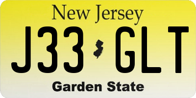 NJ license plate J33GLT