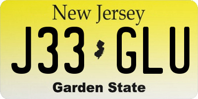 NJ license plate J33GLU