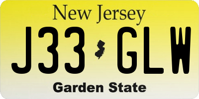 NJ license plate J33GLW