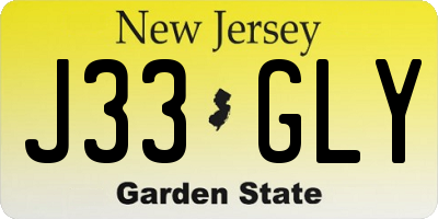 NJ license plate J33GLY