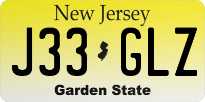 NJ license plate J33GLZ