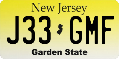 NJ license plate J33GMF