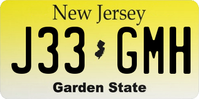 NJ license plate J33GMH