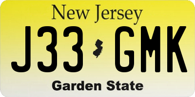 NJ license plate J33GMK