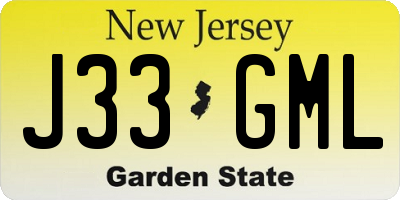 NJ license plate J33GML