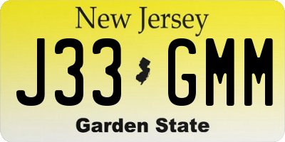 NJ license plate J33GMM