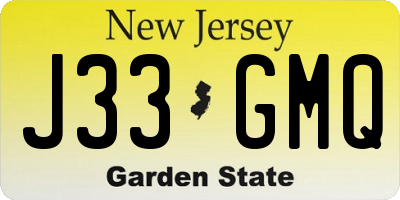 NJ license plate J33GMQ
