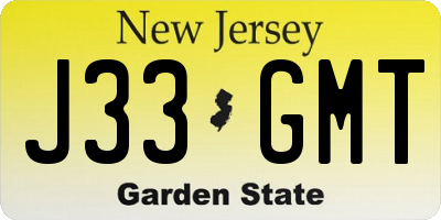 NJ license plate J33GMT