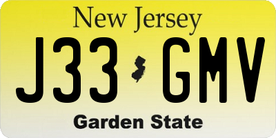 NJ license plate J33GMV