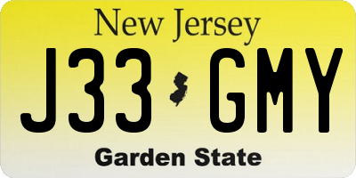 NJ license plate J33GMY