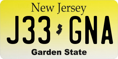 NJ license plate J33GNA