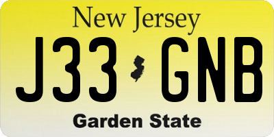 NJ license plate J33GNB