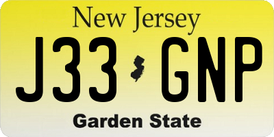 NJ license plate J33GNP