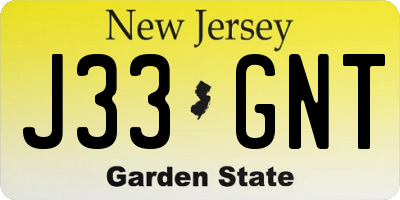 NJ license plate J33GNT