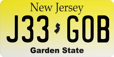 NJ license plate J33GOB