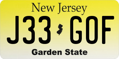 NJ license plate J33GOF