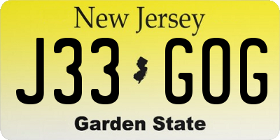 NJ license plate J33GOG