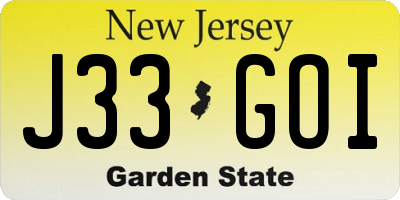 NJ license plate J33GOI