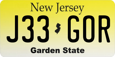 NJ license plate J33GOR