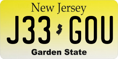NJ license plate J33GOU