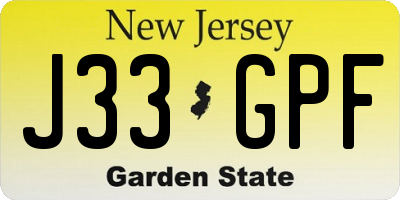NJ license plate J33GPF