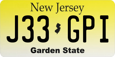 NJ license plate J33GPI