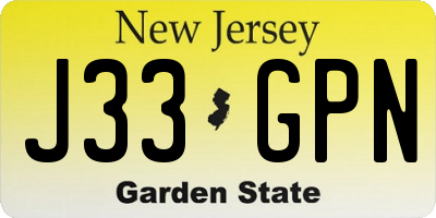 NJ license plate J33GPN