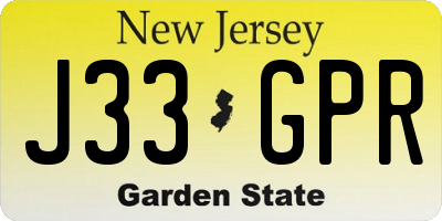 NJ license plate J33GPR