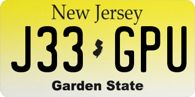NJ license plate J33GPU