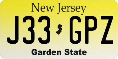 NJ license plate J33GPZ